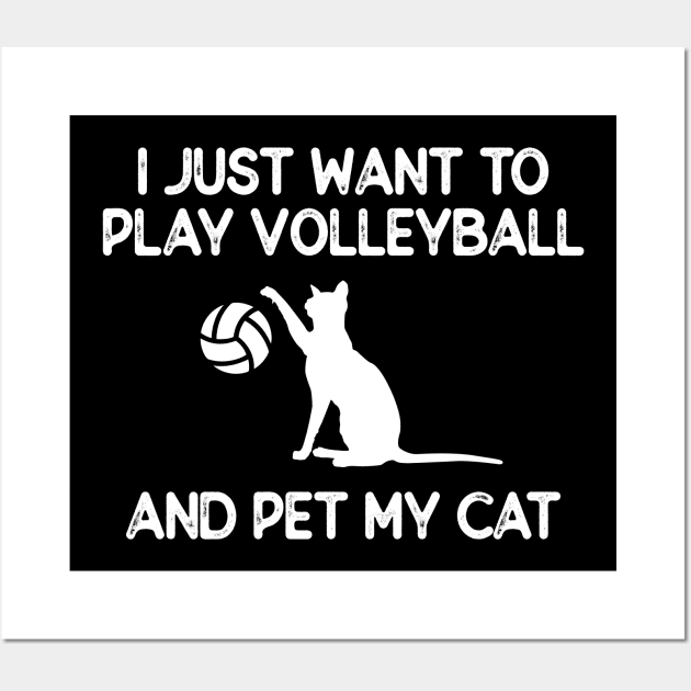 Volleyball and Cat Lover Gift Wall Art by PixelArt